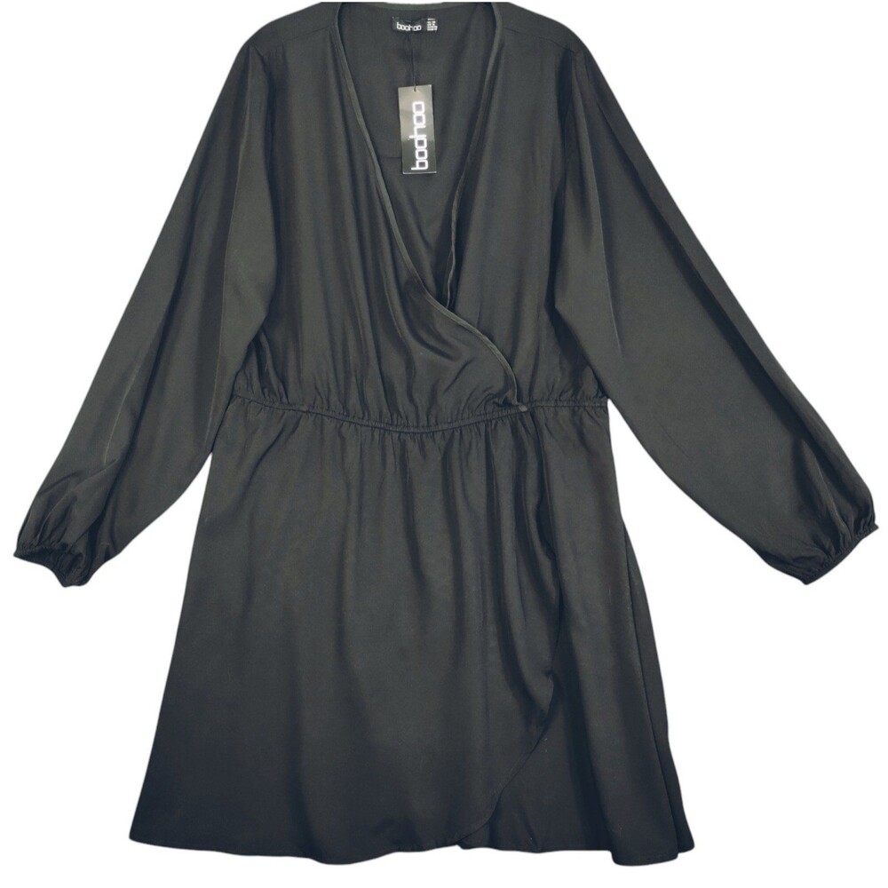 Boohoo Tunic Women's 16 Baby Doll Long Sleeve Lightweight Boho Goth Dark no belt